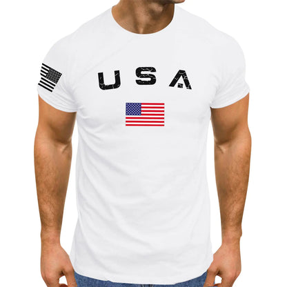 DOPRISIC Mens American USA Flag Patriotic T-Shirts 4th of July Shirts Graphic Tees Summer Short Sleeve Workout Shirt Patriotic Tshirts American Tshirt T Shirt for Men White XX-Large