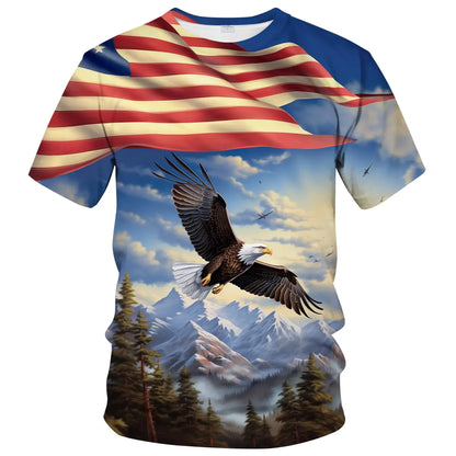 WHNBCW Funny American Flag Eagle T Shirt USA Bald Eagle Graphic ShirtPinkL